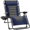 Oversized Padded Zero Gravity Chair, Folding Recliner w/ Headrest, Side Tray