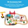 56 Piece Wooden Train Set Table for Kids w/Toy Storage Drawer