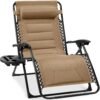 Oversized Padded Zero Gravity Chair, Folding Recliner w/ Headrest, Side Tray