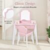 Additional product view of Kids Wooden Pretend Play Vanity and Chair Set w/ Mirror