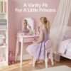 Kids Wooden Pretend Play Vanity and Chair Set w/ Mirror