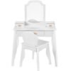 Kids Wooden Pretend Play Vanity and Chair Set w/ Mirror