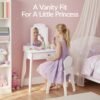 Kids Wooden Pretend Play Vanity and Chair Set w/ Mirror