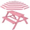 Kids Wooden Outdoor Picnic Table w/ Adjustable Umbrella, Built-In Seats