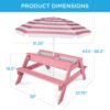 Alternate view of 3-in-1 Kids Sand & Water Table Outdoor Wood Picnic Table w/ Umbrella