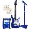 Kids Electric Guitar Toy Play Set w/ 6 Songs, Microphone, Amp