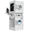 Pretend Play Kids Wooden Washer & Dryer Set w/ Laundry Accessories