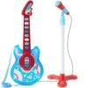 Kids Pretend Play Guitar Musical Instrument Toy w/ Microphone, Stand - 19in