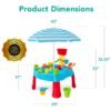 Kids Outdoor Sand & Water Table w/ 18 Accessories, Adjustable Umbrella