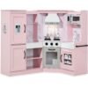 Pretend Play Corner Kitchen Wooden Toy Set for Kids w/ Lights, Sounds
