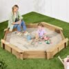 Kid's Wooden Octagonal Sandbox w/ Sand Cover, 4 Reinforced Benches, 8 Seats