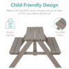 Additional product view of Kids Wooden Outdoor Picnic Table w/ Adjustable Umbrella, Built-In Seats
