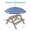Kids Wooden Outdoor Picnic Table w/ Adjustable Umbrella, Built-In Seats