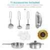 Pretend Play Kitchen Wooden Toy Set for Kids with 11 Accessories