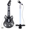 Kids Pretend Play Guitar Musical Instrument Toy w/ Microphone, Stand - 19in