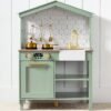 Pretend Play Wooden Farmhouse Kitchen Set w/ Storage, 5 Accessories