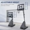 Adjustable 4.4-10ft Basketball Hoop, w/ Shatterproof Backboard, Ball Return