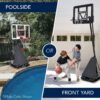 Adjustable 4.4-10ft Basketball Hoop, w/ Shatterproof Backboard, Ball Return